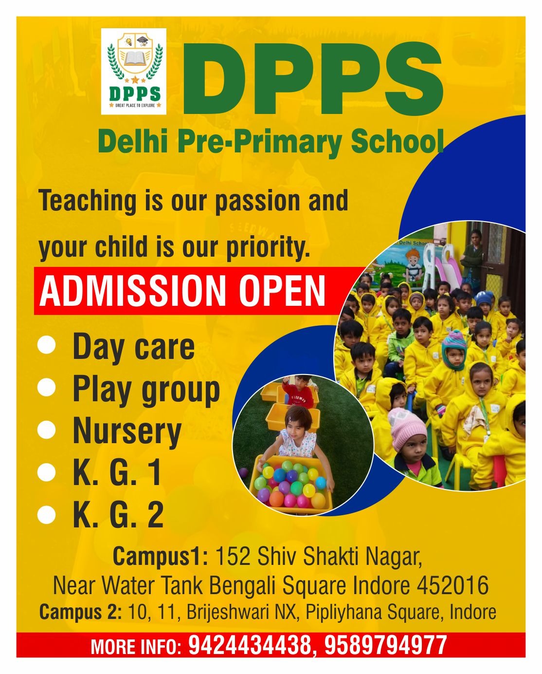 Admissions Open for Pre Primary School in Indore